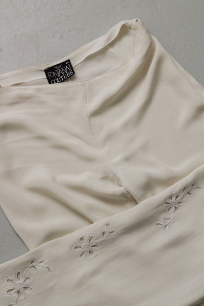 Vintage Trousers with Flower Embroidery